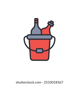wine cooler icon. vector.Editable stroke.linear style sign for use web design,logo.Symbol illustration.