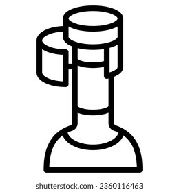 Icono de corcho de vino en línea de botella, concepto de festival de vino, signo de tapón de corcho en fondo blanco, icono de botella sin corticar en estilo de contorno para diseño móvil y web. Gráficos vectoriales