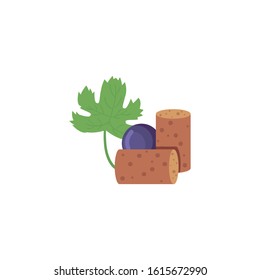 Wine cork grape and leaf design of Winery alcohol drink beverage restaurant celebration and party theme Vector illustration