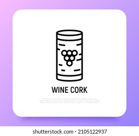 Weinkork mit dem Symbol für die dünne Weinlinie. Moderne Vektorgrafik.