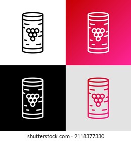 Corcho de vino con un icono de línea delgada de uva. Ilustración vectorial moderna.