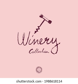 Weinkork-Illustrationen mit Crayon-Textur. Weinkorkenzieher-Vektorgrafik. Weinladen-Symbol. Halbpappe-Struktur. Weinstopfen und für die Embleme Weinberg, biodynamische Weine, Weinfest, Barschild.