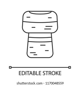 Wine cork linear icon. Thin line illustration. Champagne cork. Contour symbol. Vector isolated outline drawing. Editable stroke