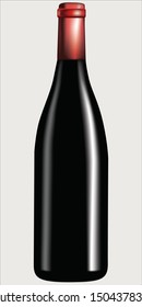 Wine corked bottle in dark glass. Vector illustration.