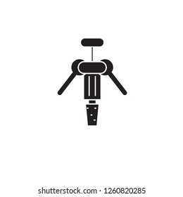 Wine corkscrew black vector concept icon. Wine corkscrew flat illustration, sign