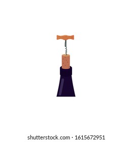 Wine corkscrew and bottle design of Winery alcohol drink beverage restaurant celebration and party theme Vector illustration