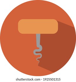 Wine corkscrew, illustration, vector on white background.