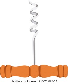 Wine Corkscrew Opener Tool Illustration Isolated on White Background	
