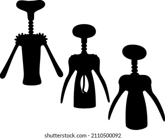 Wine corkscrews included. Vector image.