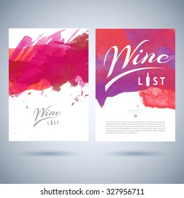 wine cover background paint label splash color drink watercolor pink vector creative wine list cover template with logo on abstract watercolor background useful for any project where a platter of colo