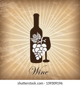 wine cover over grunge background vector illustration