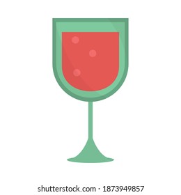 wine cup beverage in cartoon flat icon vector illustration