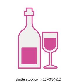 wine cup and bottle drink vector illustration design