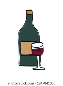 wine cup and bottle isolated icon