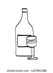 wine cup and bottle isolated icon