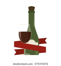 wine cup an bottle isolated icon
