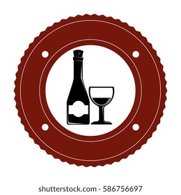 wine cup and bottle isolated icon