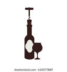 wine cup and bottle isolated icon