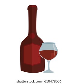 wine cup and bottle isolated icon