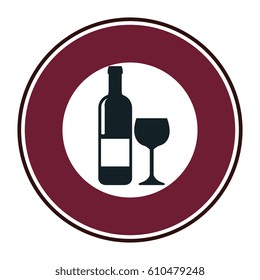 wine cup and bottle isolated icon