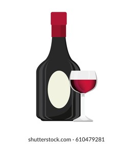wine cup and bottle isolated icon