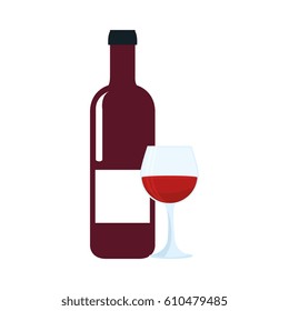 wine cup and bottle isolated icon