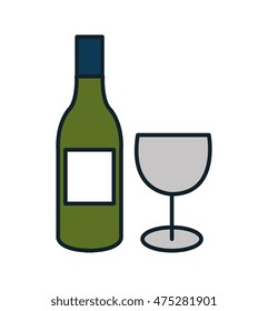 wine cup and bottle vector illustration design