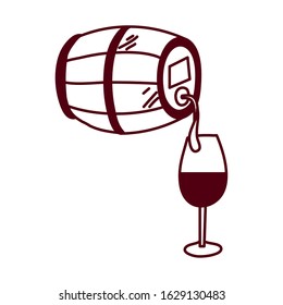 wine cup drink with barrel vector illustration design