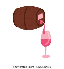 wine cup drink with barrel vector illustration design