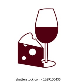 wine cup drink with cheese vector illustration design