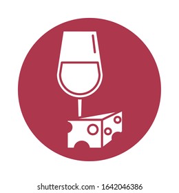 wine cup drink with cheese vector illustration design