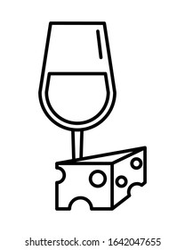 wine cup drink with cheese vector illustration design