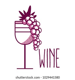 Wine cup with grapes