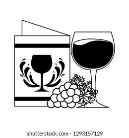 wine cup grapes and restaurant menu