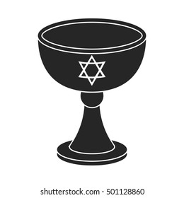 Wine cup icon in black style isolated on white background. Religion symbol stock vector illustration.
