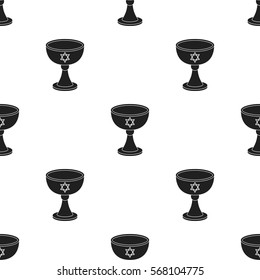 Wine cup icon in black style isolated on white background. Religion pattern stock vector illustration.