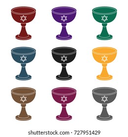 Wine cup icon in black style isolated on white background. Religion symbol stock vector illustration.