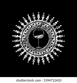 wine cup icon drawn on a chalkboard