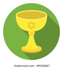 Wine cup icon in flat style isolated on white background. Religion symbol stock vector illustration.