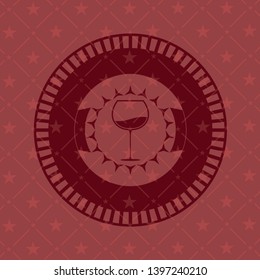 wine cup icon inside badge with red background