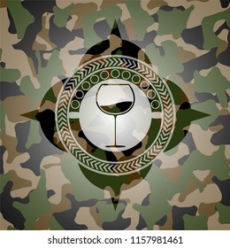 wine cup icon inside camo emblem