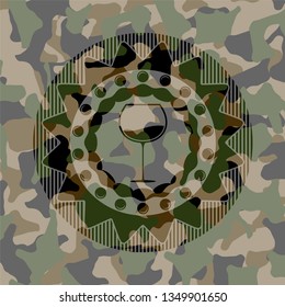 wine cup icon inside camouflaged emblem