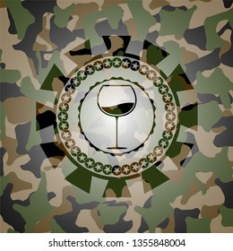 wine cup icon inside camouflaged emblem