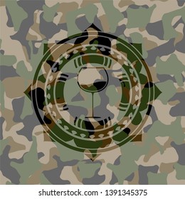 wine cup icon inside camouflaged emblem