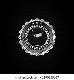 wine cup icon inside chalkboard emblem