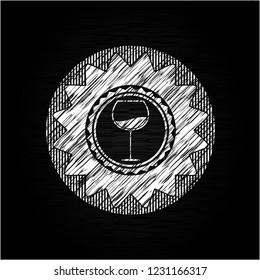 wine cup icon inside chalkboard emblem