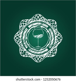 wine cup icon inside chalkboard emblem