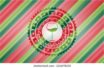 wine cup icon inside christmas badge.