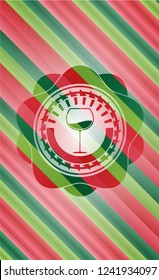 wine cup icon inside christmas emblem background.