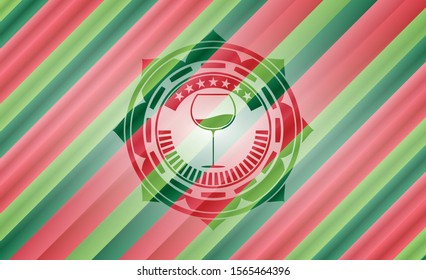 wine cup icon inside christmas style emblem.